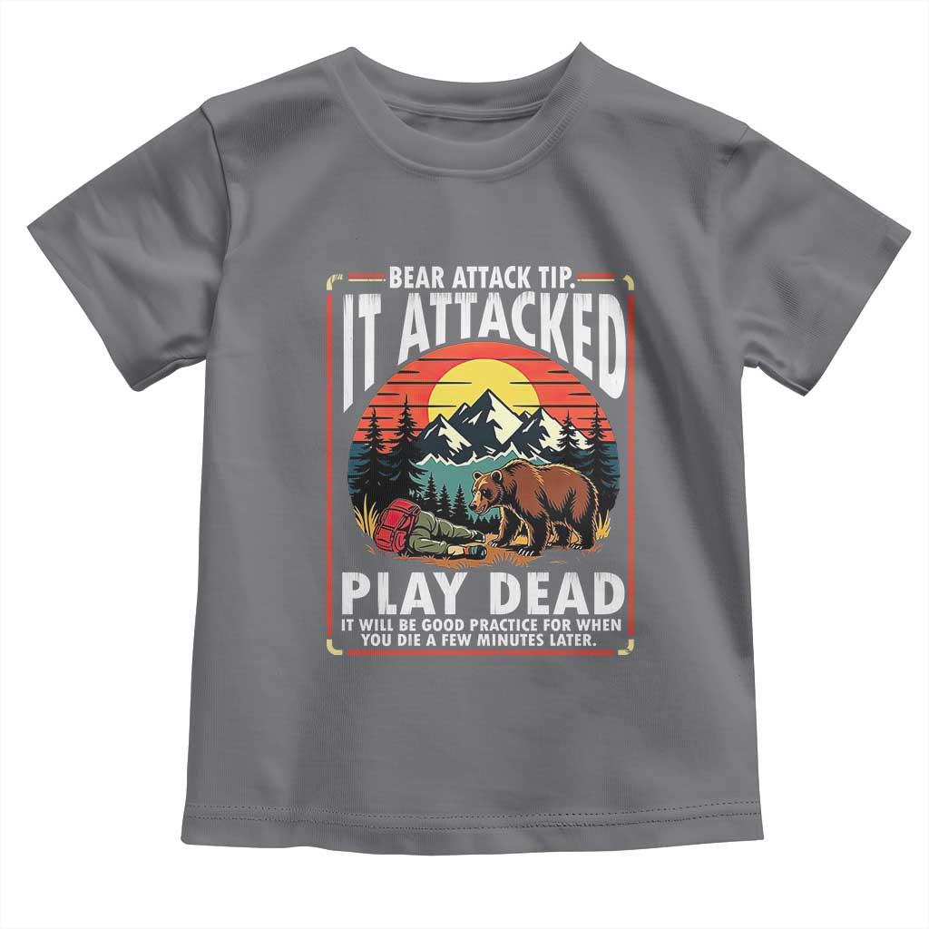 Funny Camping Hiking Sarcastic Toddler T Shirt Bear Attack Tip - Wonder Print Shop