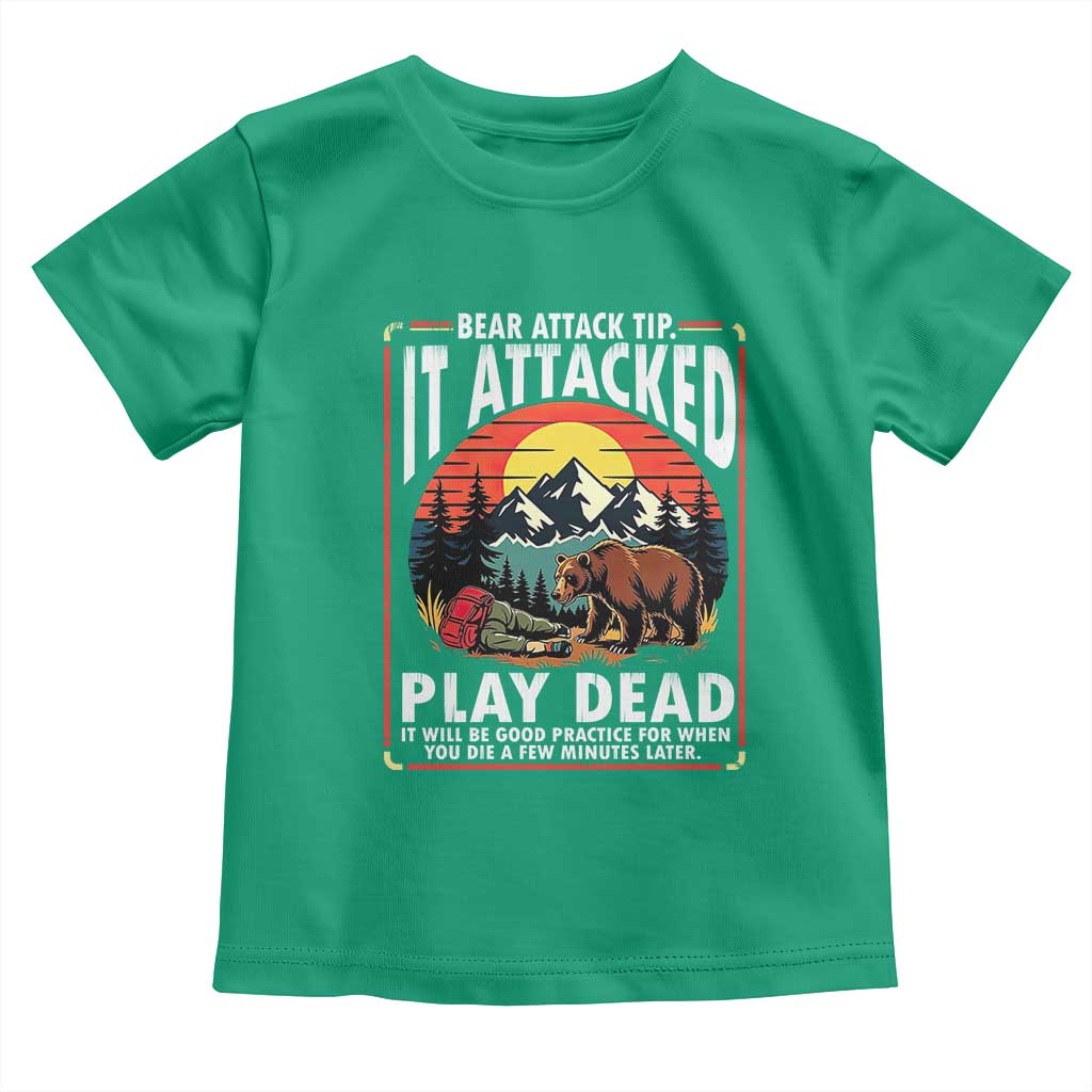 Funny Camping Hiking Sarcastic Toddler T Shirt Bear Attack Tip - Wonder Print Shop