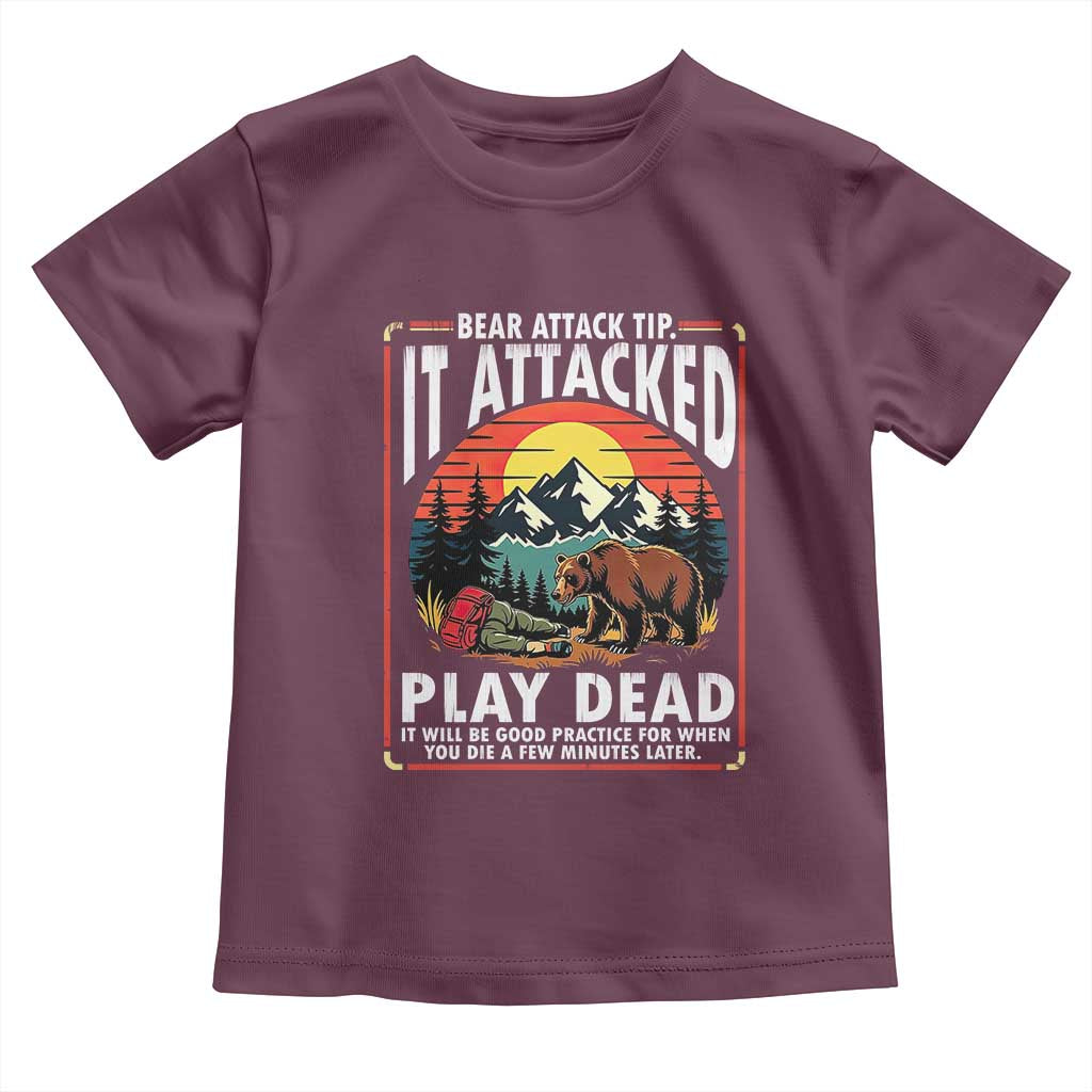Funny Camping Hiking Sarcastic Toddler T Shirt Bear Attack Tip - Wonder Print Shop