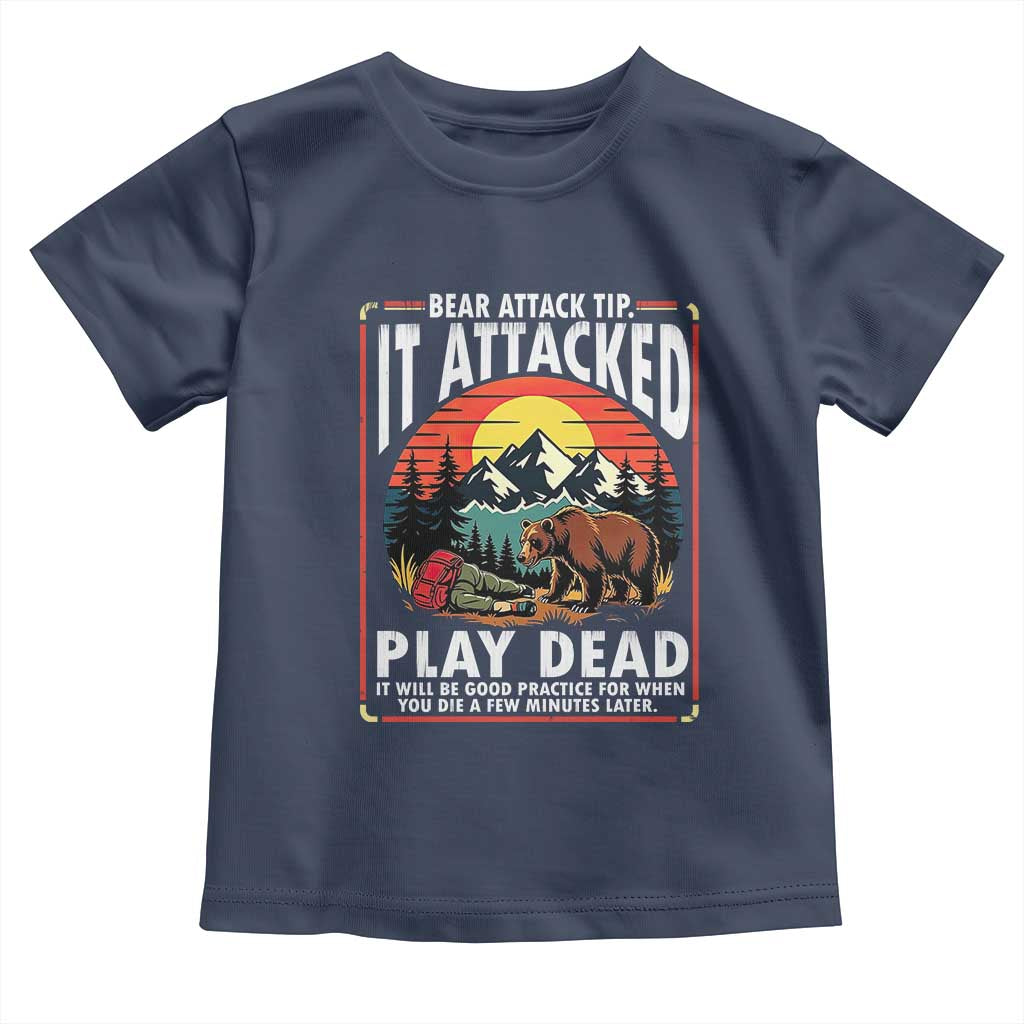 Funny Camping Hiking Sarcastic Toddler T Shirt Bear Attack Tip - Wonder Print Shop