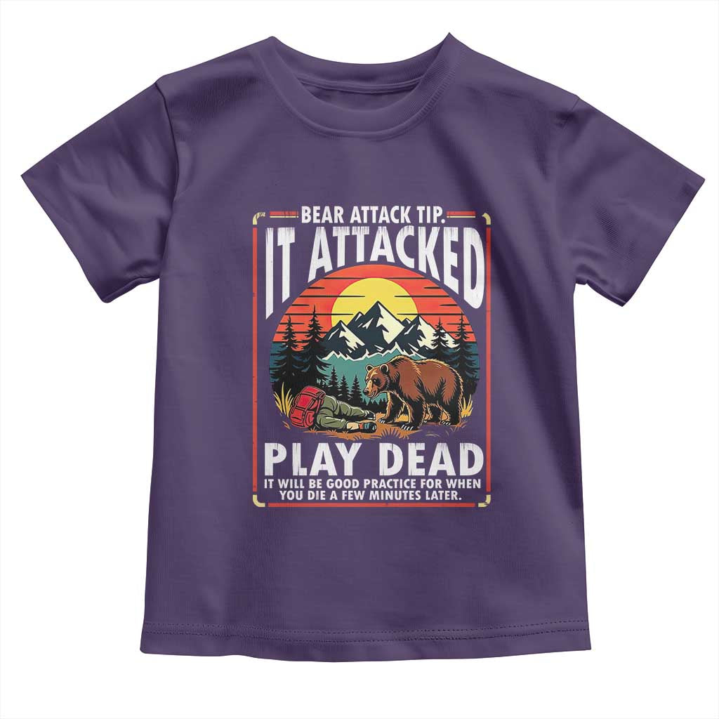 Funny Camping Hiking Sarcastic Toddler T Shirt Bear Attack Tip - Wonder Print Shop
