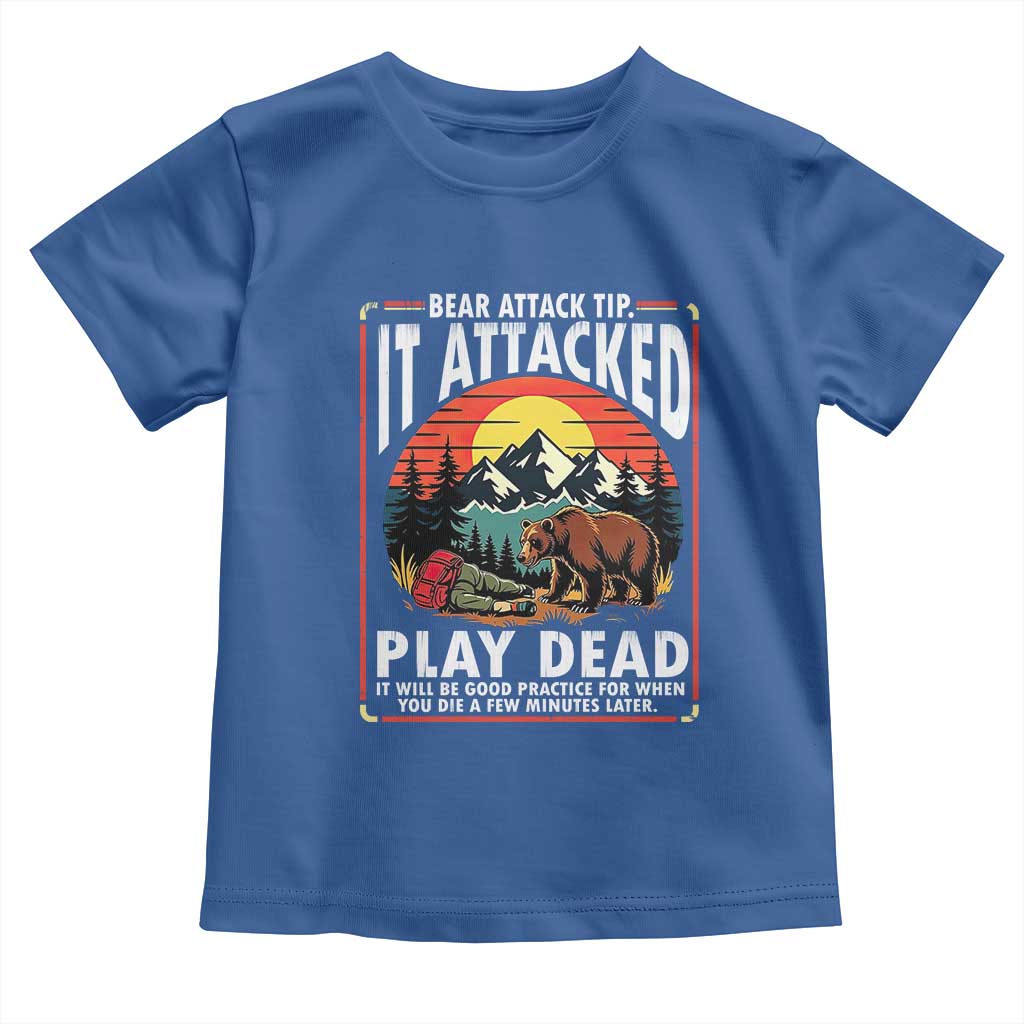 Funny Camping Hiking Sarcastic Toddler T Shirt Bear Attack Tip - Wonder Print Shop