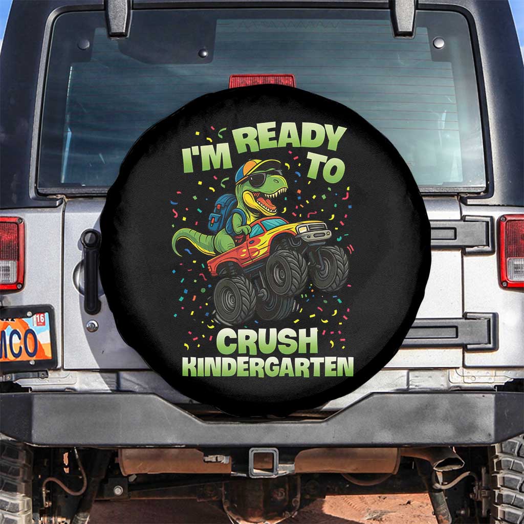 Back To School Boy Dinosaur Spare Tire Cover I Am Ready To Crush Kindergarten - Wonder Print Shop