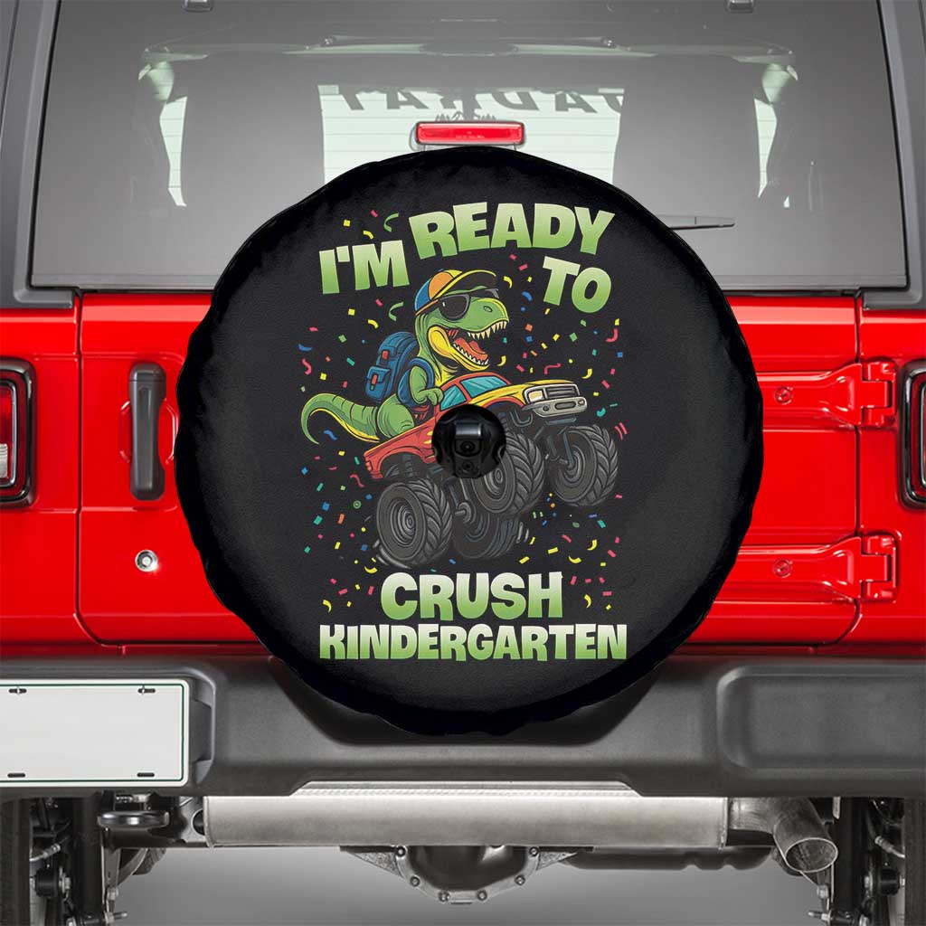 Back To School Boy Dinosaur Spare Tire Cover I Am Ready To Crush Kindergarten - Wonder Print Shop