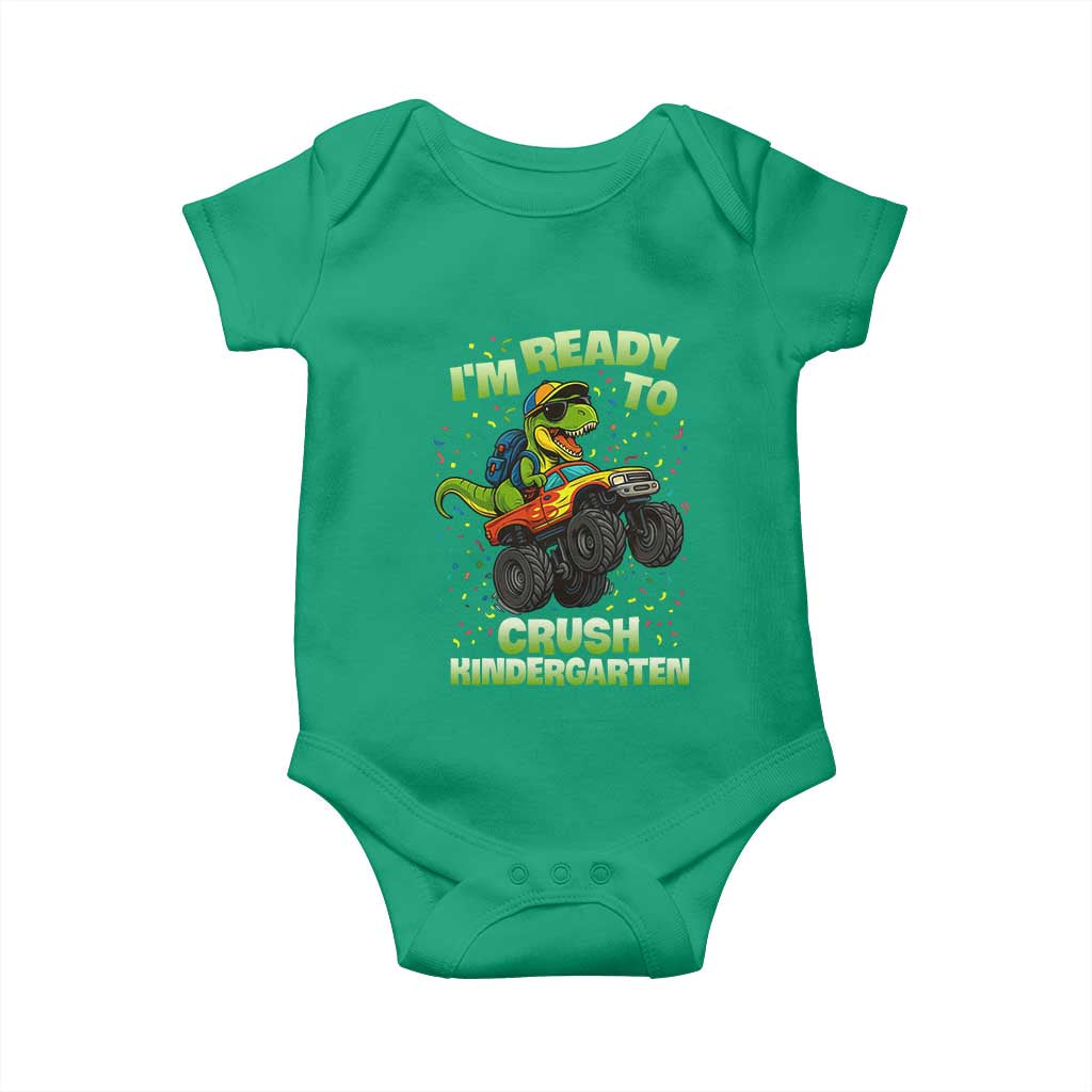 Back To School Boy Dinosaur Baby Onesie I Am Ready To Crush Kindergarten - Wonder Print Shop