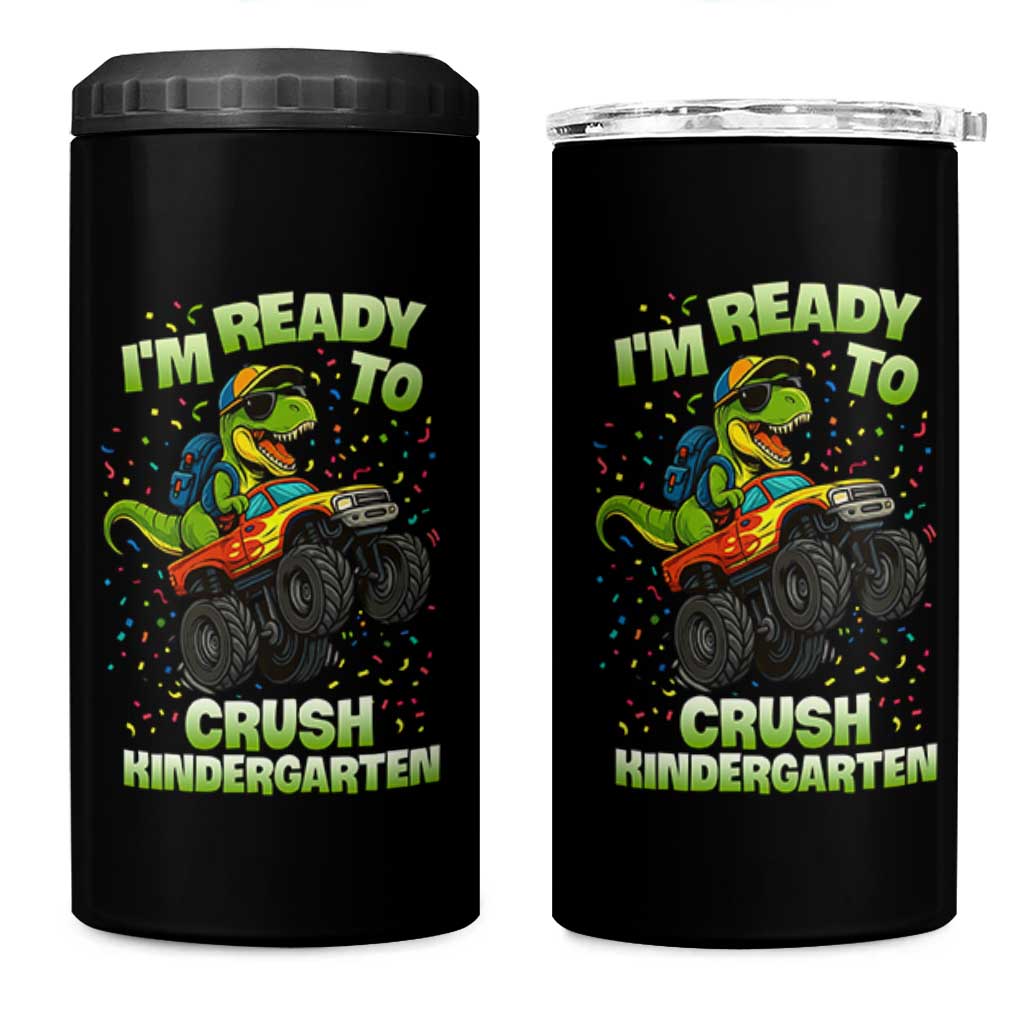 Back To School Boy Dinosaur 4 in 1 Can Cooler Tumbler I Am Ready To Crush Kindergarten - Wonder Print Shop