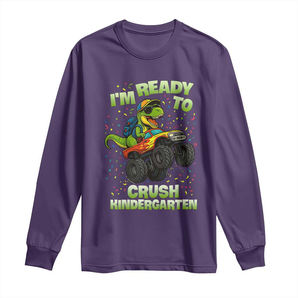 Back To School Boy Dinosaur Long Sleeve Shirt I Am Ready To Crush Kindergarten - Wonder Print Shop