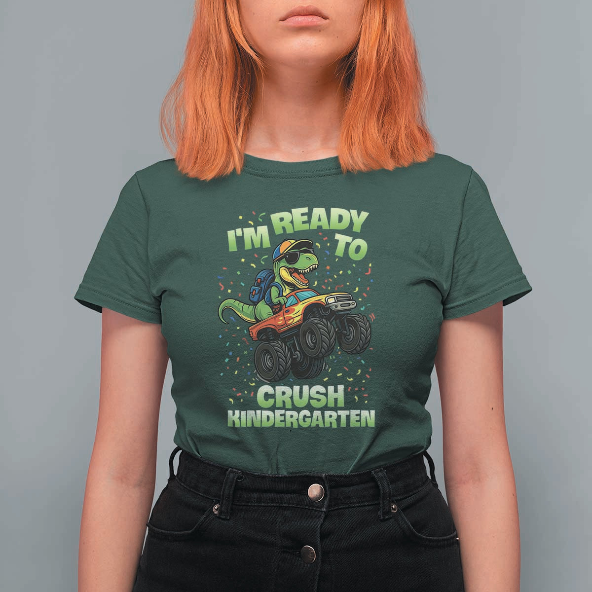 Back To School Boy Dinosaur T Shirt For Women I Am Ready To Crush Kindergarten - Wonder Print Shop