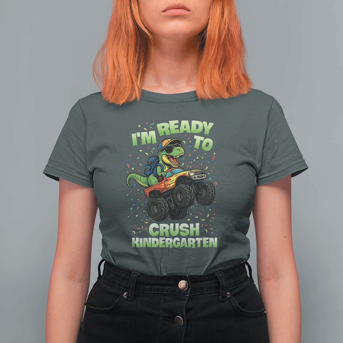 Back To School Boy Dinosaur T Shirt For Women I Am Ready To Crush Kindergarten - Wonder Print Shop