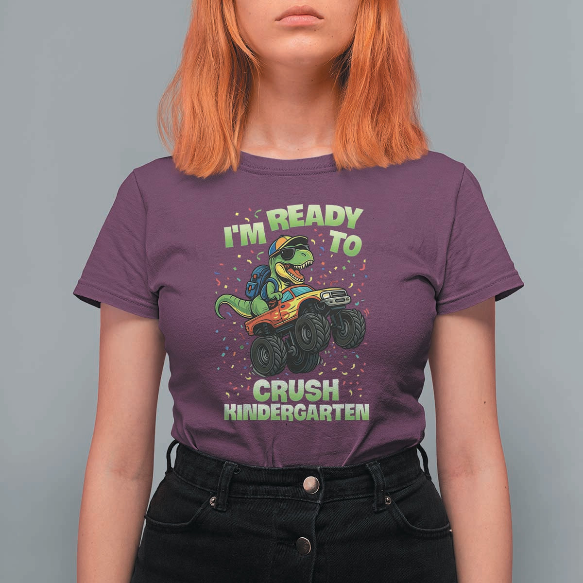 Back To School Boy Dinosaur T Shirt For Women I Am Ready To Crush Kindergarten - Wonder Print Shop