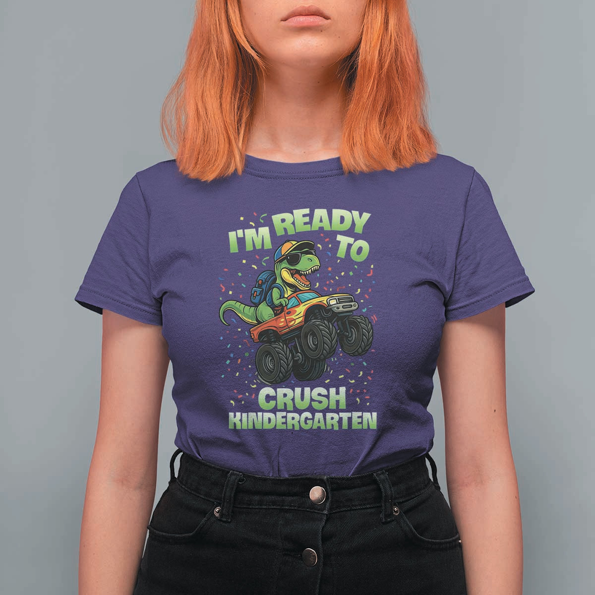 Back To School Boy Dinosaur T Shirt For Women I Am Ready To Crush Kindergarten - Wonder Print Shop