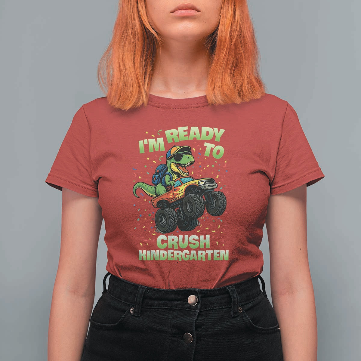 Back To School Boy Dinosaur T Shirt For Women I Am Ready To Crush Kindergarten - Wonder Print Shop