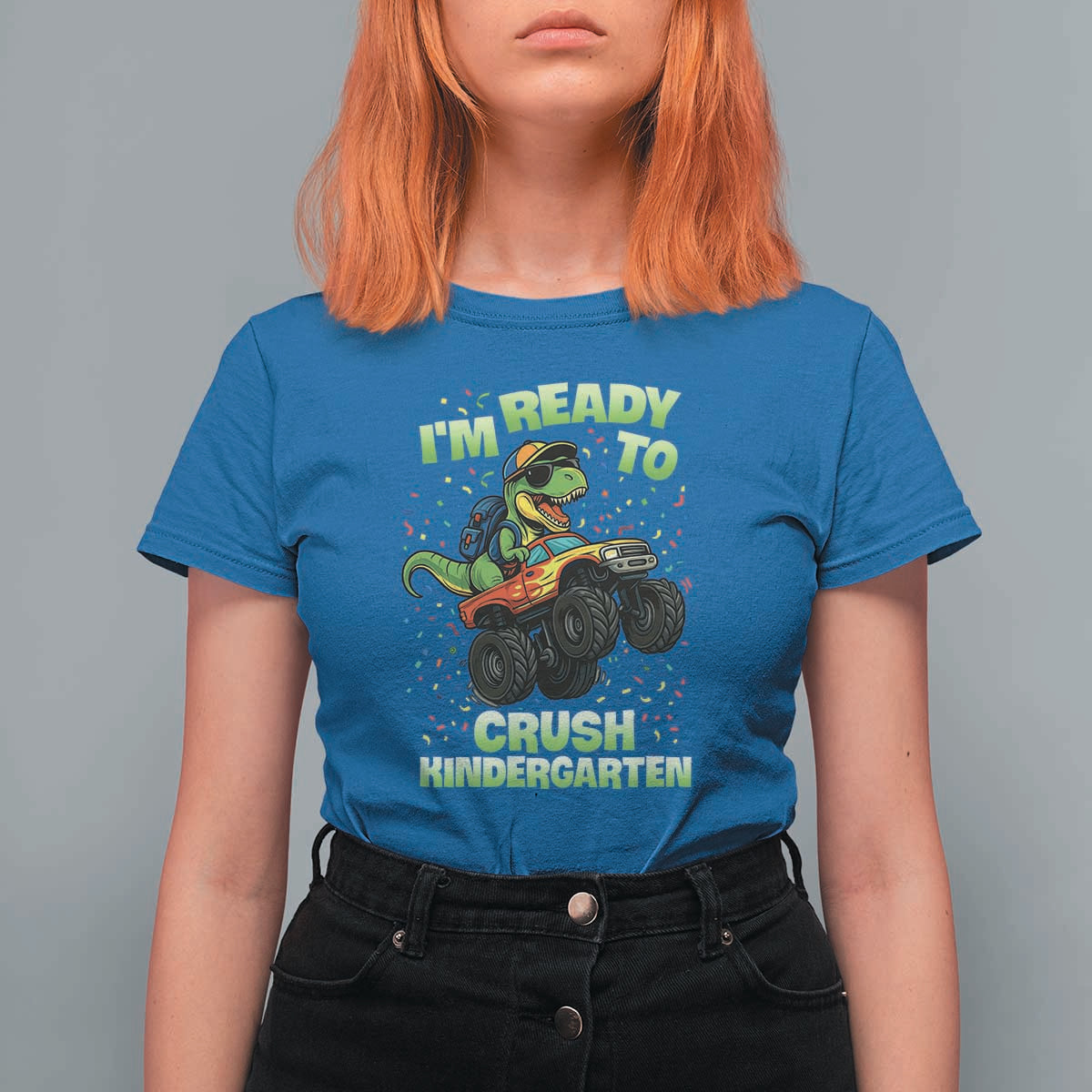 Back To School Boy Dinosaur T Shirt For Women I Am Ready To Crush Kindergarten - Wonder Print Shop