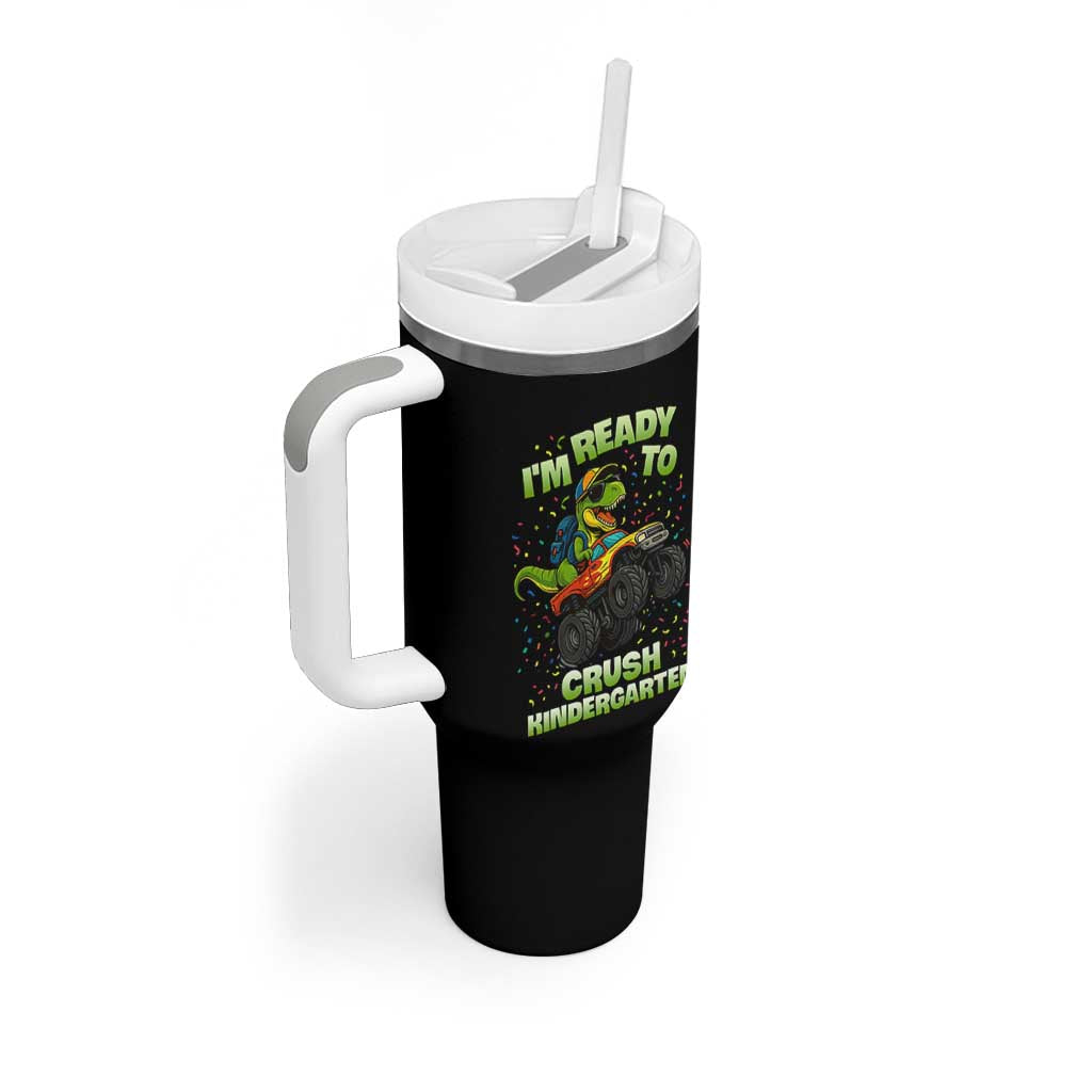 Back To School Boy Dinosaur Tumbler With Handle I Am Ready To Crush Kindergarten - Wonder Print Shop