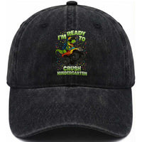 Back To School Boy Dinosaur Washed Cotton Baseball Cap I Am Ready To Crush Kindergarten