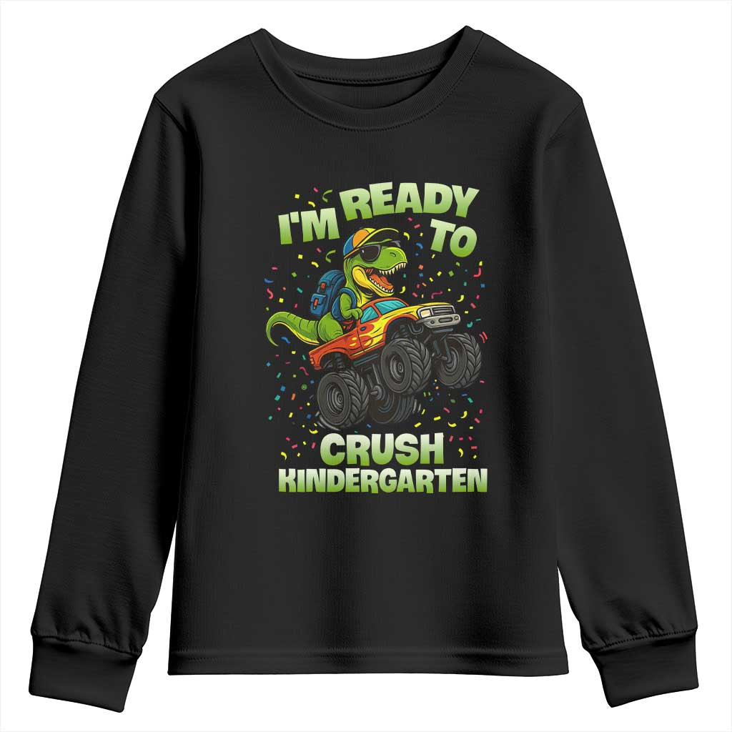 Back To School Boy Dinosaur Youth Sweatshirt I Am Ready To Crush Kindergarten - Wonder Print Shop