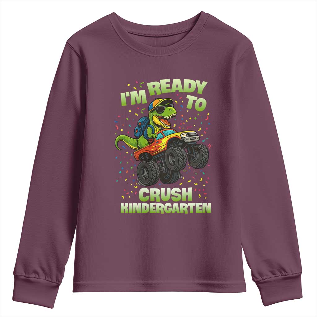 Back To School Boy Dinosaur Youth Sweatshirt I Am Ready To Crush Kindergarten - Wonder Print Shop