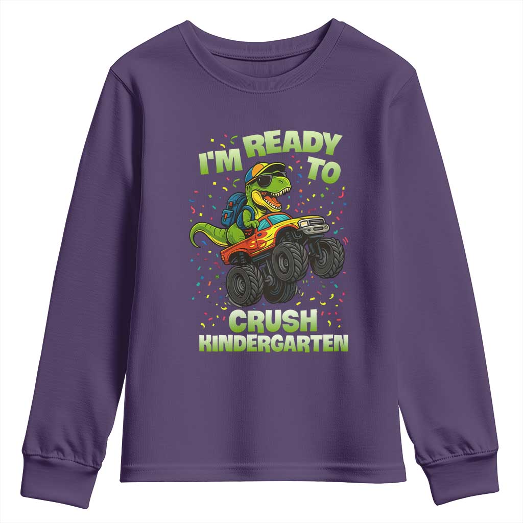Back To School Boy Dinosaur Youth Sweatshirt I Am Ready To Crush Kindergarten - Wonder Print Shop