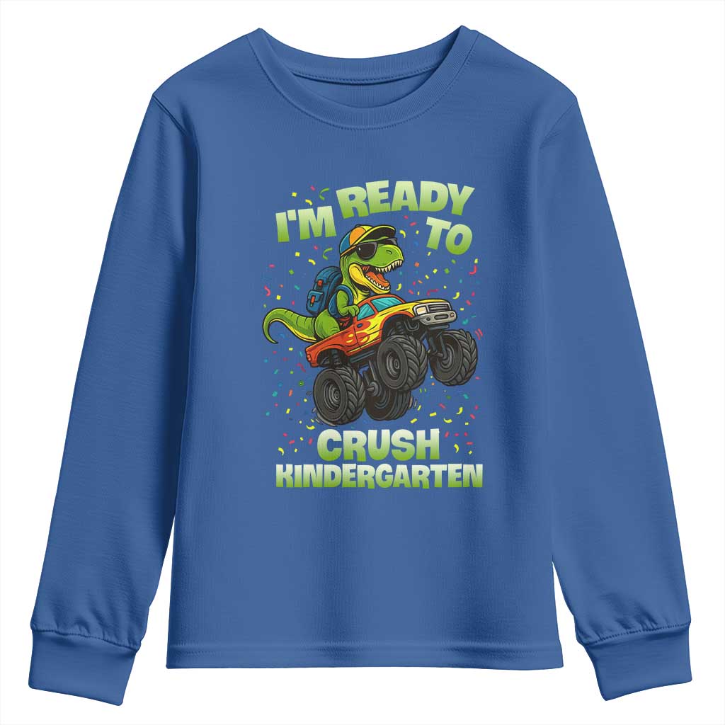Back To School Boy Dinosaur Youth Sweatshirt I Am Ready To Crush Kindergarten - Wonder Print Shop