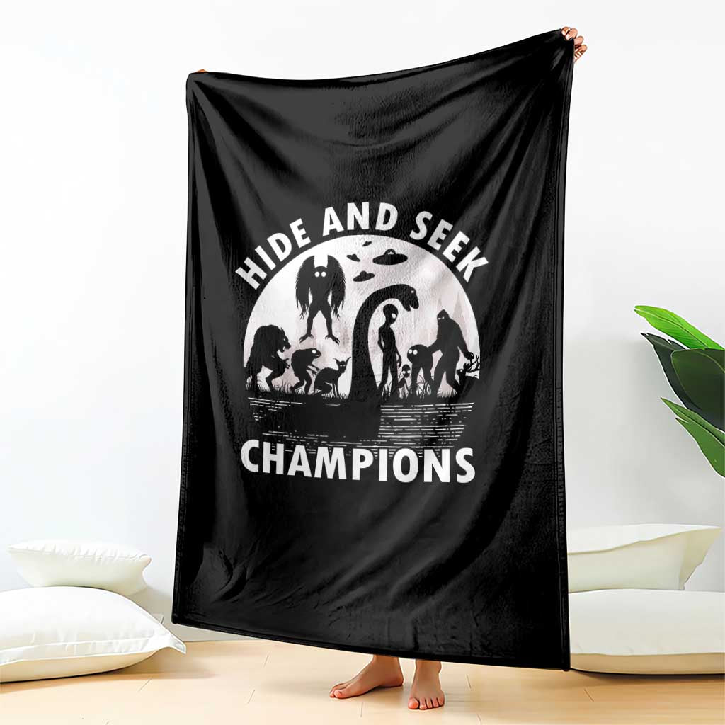Hide And Seek Champions Throw Blanket Funny Cryptid Cryptozoology - Wonder Print Shop