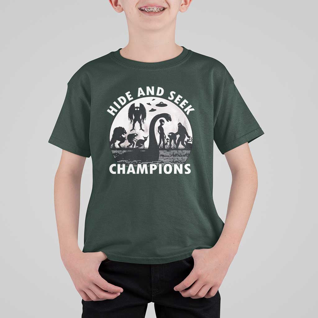 Hide And Seek Champions T Shirt For Kid Funny Cryptid Cryptozoology - Wonder Print Shop
