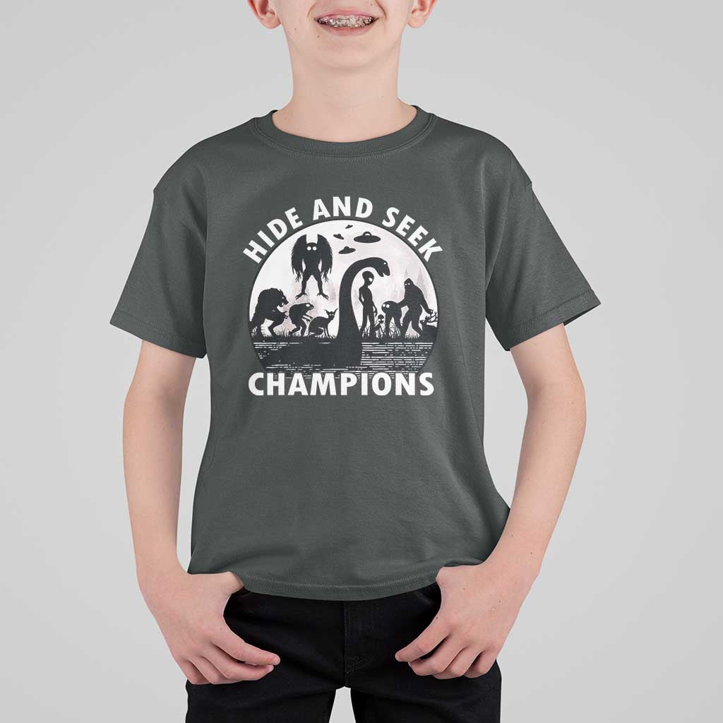 Hide And Seek Champions T Shirt For Kid Funny Cryptid Cryptozoology - Wonder Print Shop