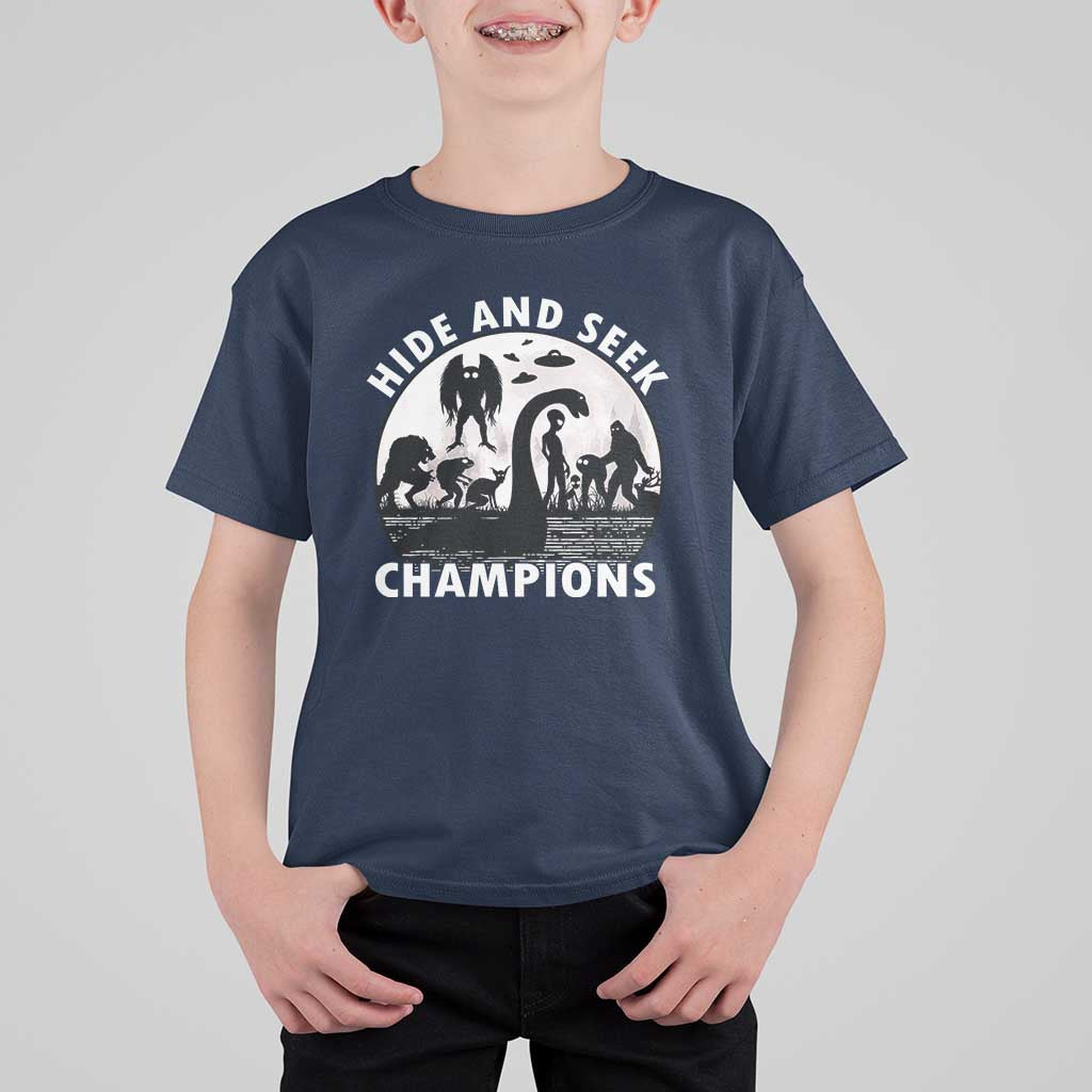 Hide And Seek Champions T Shirt For Kid Funny Cryptid Cryptozoology - Wonder Print Shop