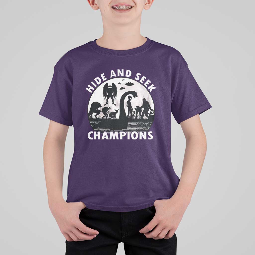 Hide And Seek Champions T Shirt For Kid Funny Cryptid Cryptozoology - Wonder Print Shop