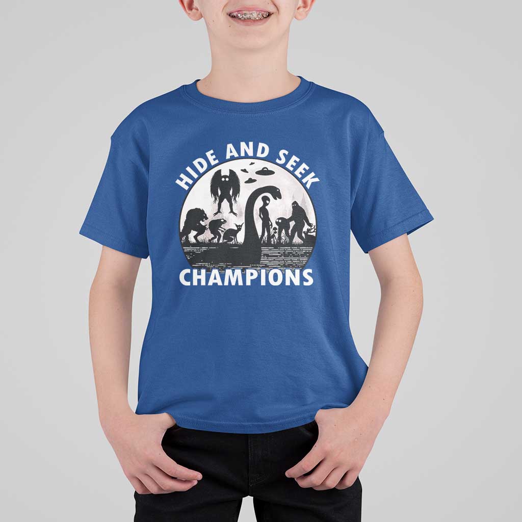 Hide And Seek Champions T Shirt For Kid Funny Cryptid Cryptozoology - Wonder Print Shop