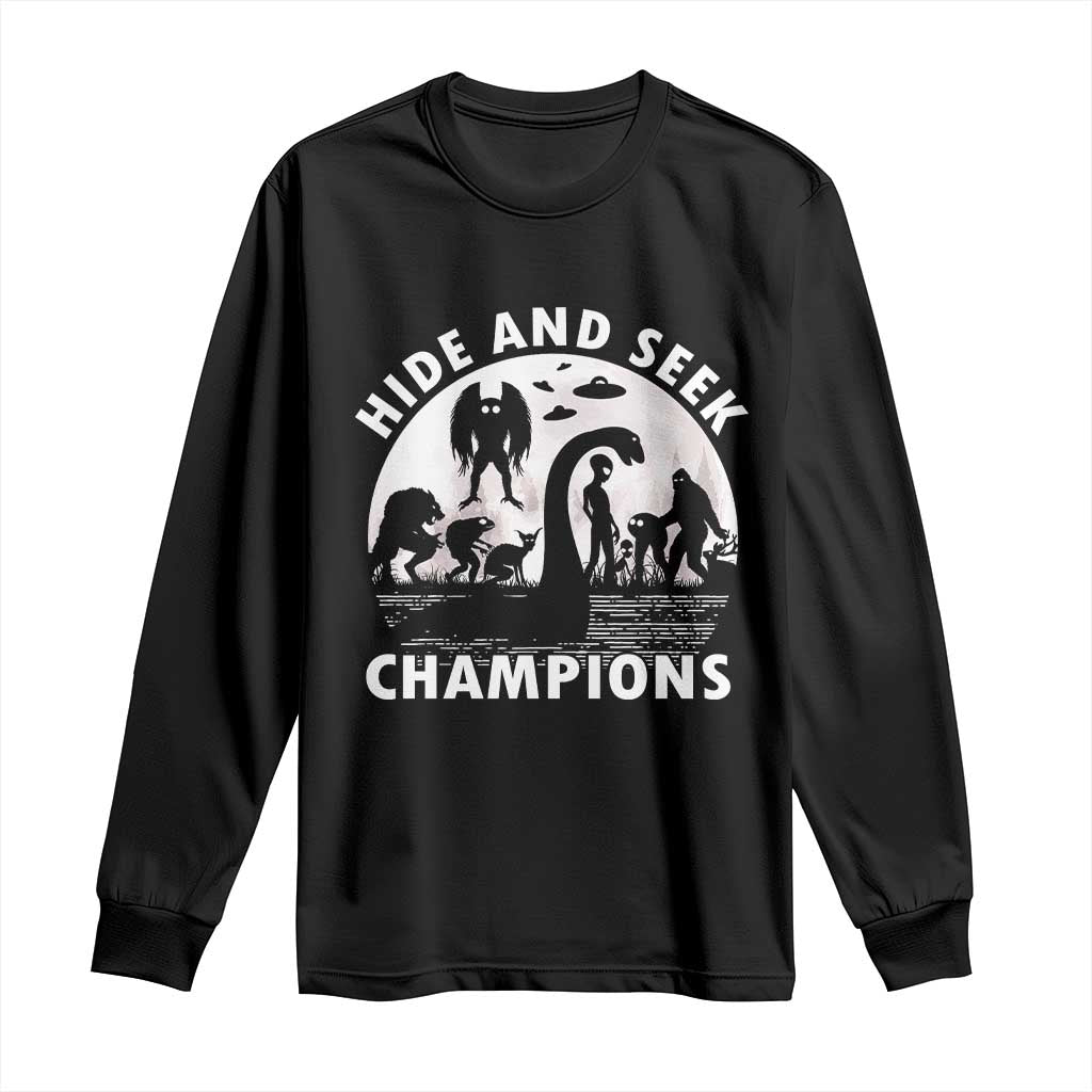 Hide And Seek Champions Long Sleeve Shirt Funny Cryptid Cryptozoology - Wonder Print Shop