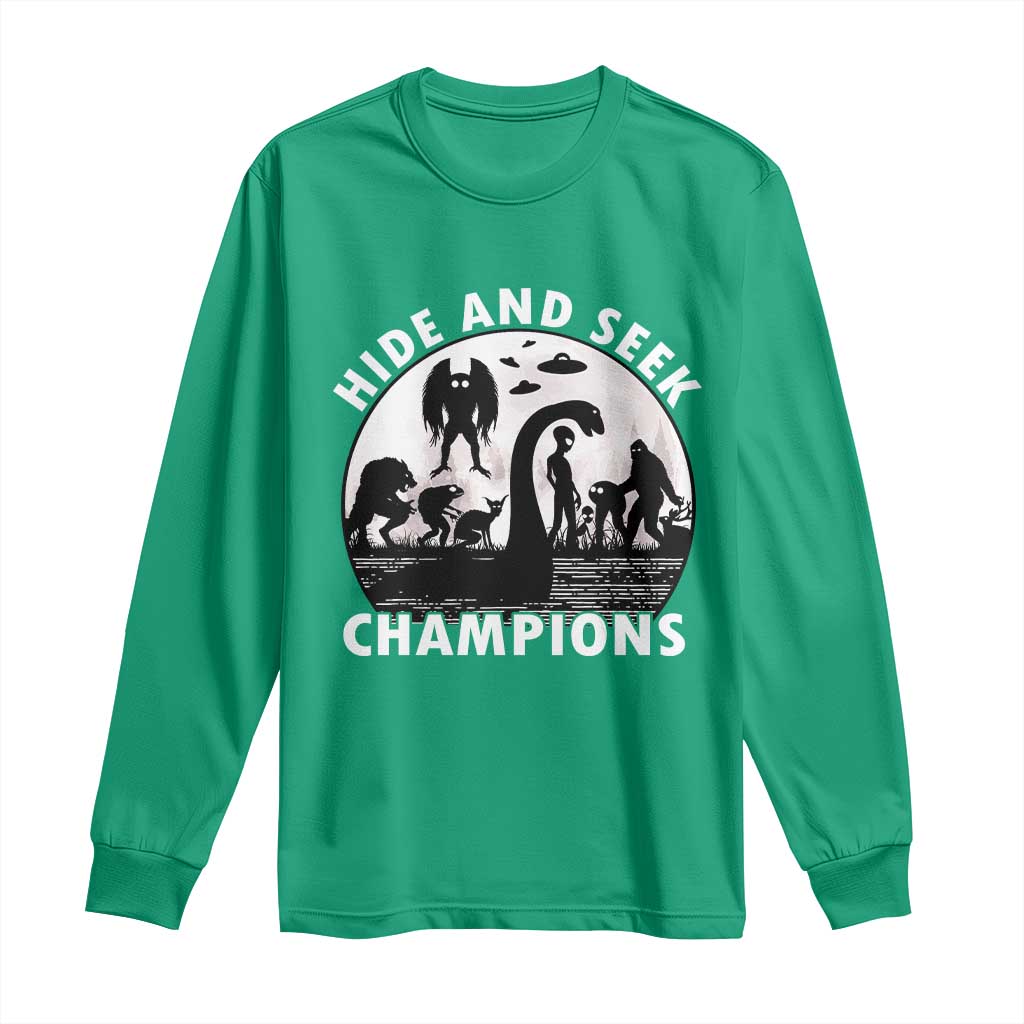 Hide And Seek Champions Long Sleeve Shirt Funny Cryptid Cryptozoology - Wonder Print Shop