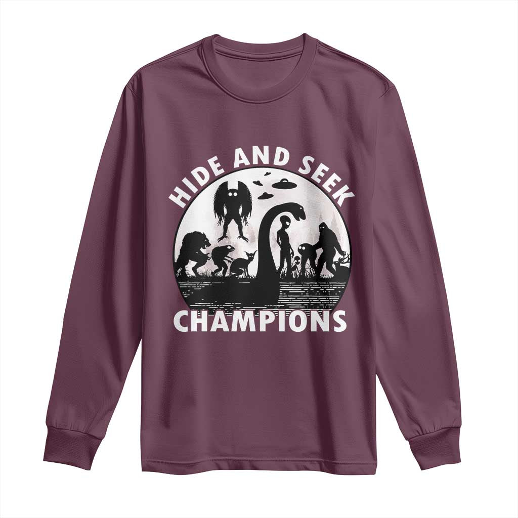 Hide And Seek Champions Long Sleeve Shirt Funny Cryptid Cryptozoology - Wonder Print Shop