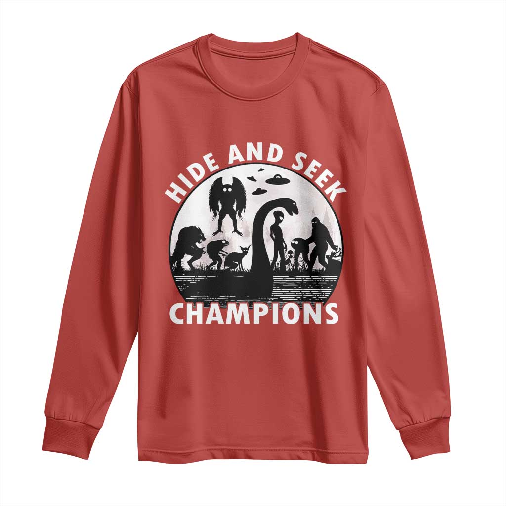 Hide And Seek Champions Long Sleeve Shirt Funny Cryptid Cryptozoology - Wonder Print Shop