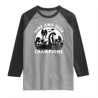 Hide And Seek Champions Raglan Shirt Funny Cryptid Cryptozoology - Wonder Print Shop