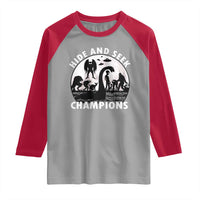 Hide And Seek Champions Raglan Shirt Funny Cryptid Cryptozoology - Wonder Print Shop