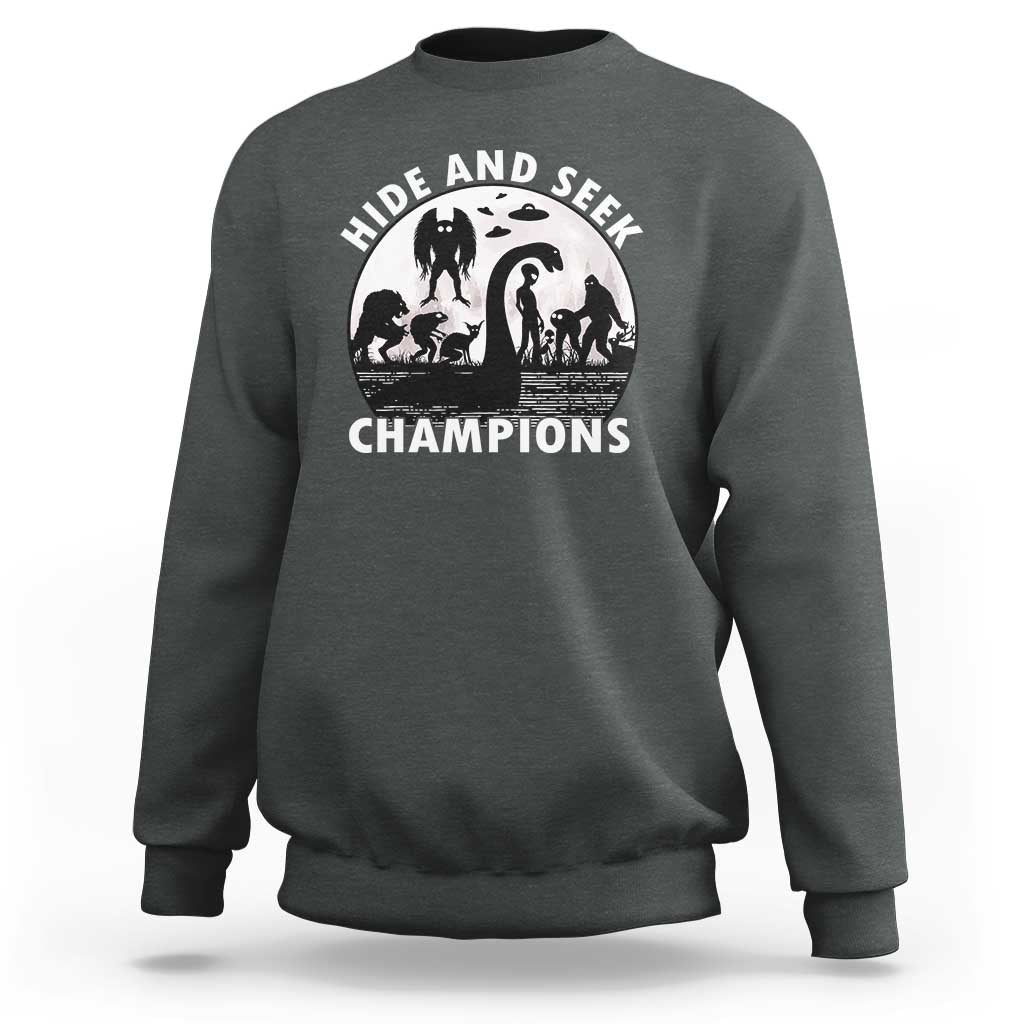 Hide And Seek Champions Sweatshirt Funny Cryptid Cryptozoology - Wonder Print Shop