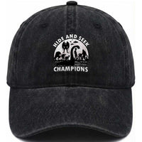 Hide And Seek Champions Washed Cotton Baseball Cap Funny Cryptid Cryptozoology