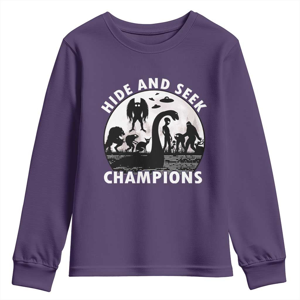 Hide And Seek Champions Youth Sweatshirt Funny Cryptid Cryptozoology - Wonder Print Shop