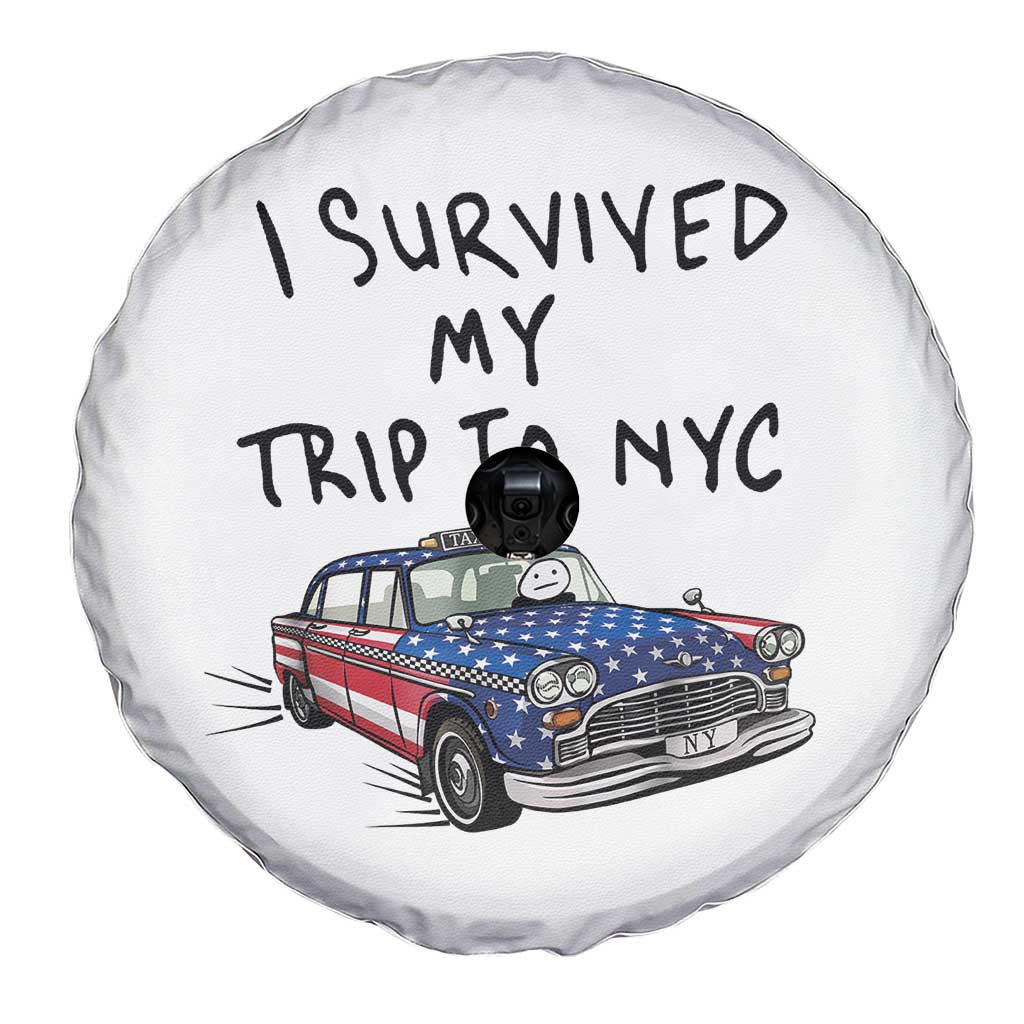 I Survived My Trip to NYC Spare Tire Cover Funny New York City USA Flag Taxi Meme Gift