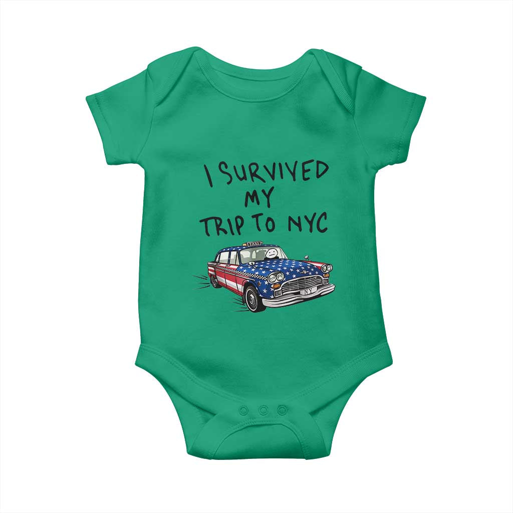 I Survived My Trip to NYC Baby Onesie Funny New York City USA Flag Taxi Meme Gift