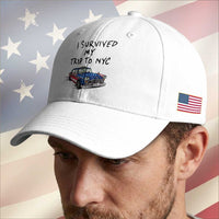 I Survived My Trip to NYC Baseball Cap Funny New York City USA Flag Taxi Meme Gift