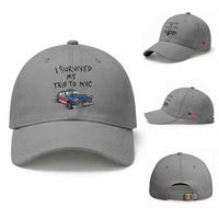 I Survived My Trip to NYC Baseball Cap Funny New York City USA Flag Taxi Meme Gift