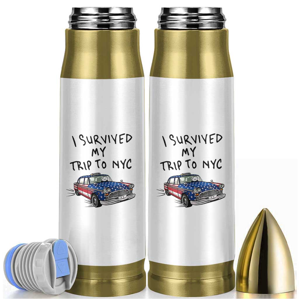 I Survived My Trip to NYC Bullet Tumbler Funny New York City USA Flag Taxi Meme Gift