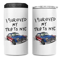 I Survived My Trip to NYC 4 in 1 Can Cooler Tumbler Funny New York City USA Flag Taxi Meme Gift