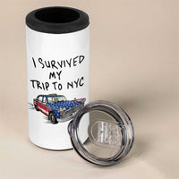 I Survived My Trip to NYC 4 in 1 Can Cooler Tumbler Funny New York City USA Flag Taxi Meme Gift
