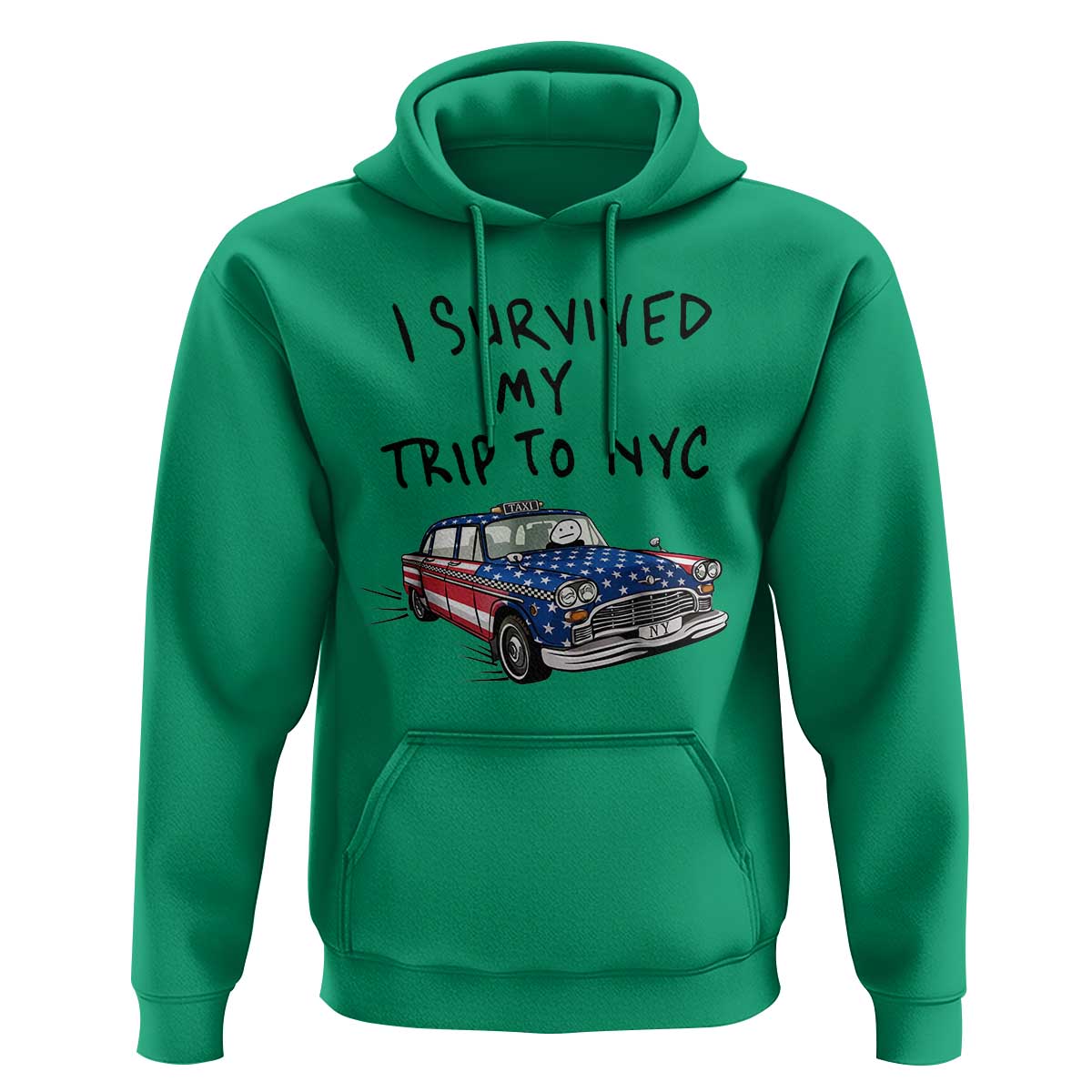 I Survived My Trip to NYC Hoodie Funny New York City USA Flag Taxi Meme Gift
