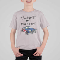 I Survived My Trip to NYC T Shirt For Kid Funny New York City USA Flag Taxi Meme Gift