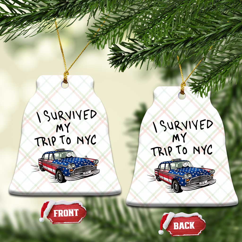 I Survived My Trip to NYC Ceramic Ornament Funny New York City USA Flag Taxi Meme Gift