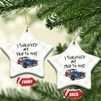 I Survived My Trip to NYC Ceramic Ornament Funny New York City USA Flag Taxi Meme Gift