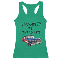 I Survived My Trip to NYC Racerback Tank Top Funny New York City USA Flag Taxi Meme Gift